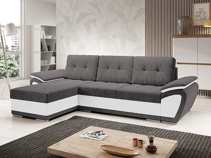 Canapé d'angle Arvada 114, Gris, Disponible, 267x156x97cm
