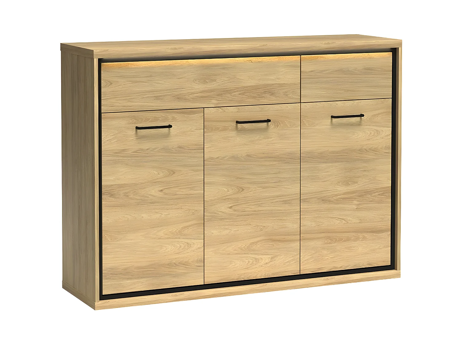 Commode Etrmoni 104, Clair bois, Avec tiroirs et portes, Nombre de tiroirs: 2, 101x135cm