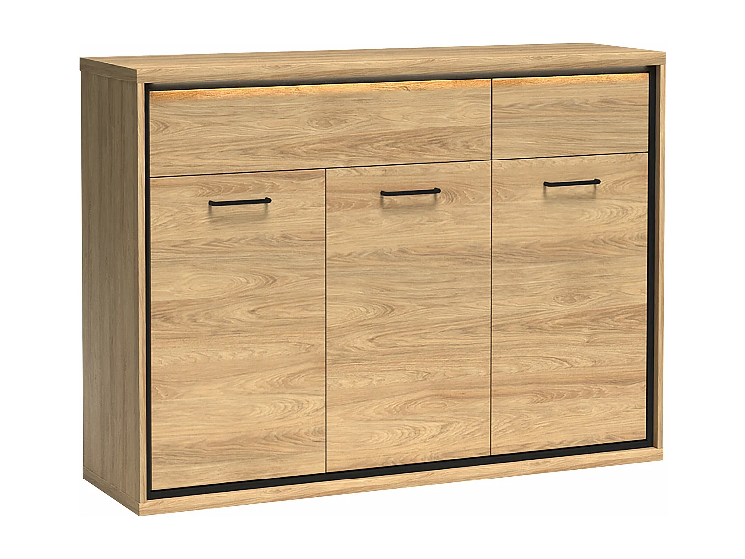 Cómoda Etrmoni 104, Luminoso madera, Con cajones y puertas, Número de cajones: 2, 101cm