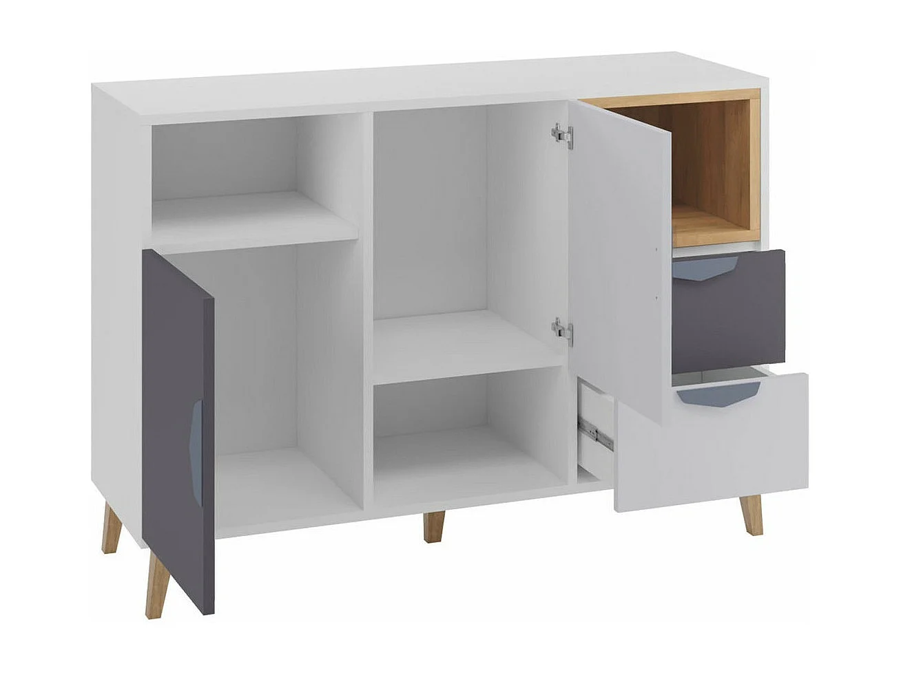 Cómoda Domvera 106, Com gavetas e portas, Número de gavetas: 2