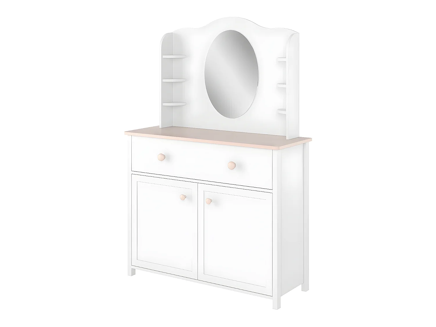 Commode Elblive 104, Rose clair|Blanc, Tiroirs et portes, Nombre de tiroirs: 1, 89x110cm