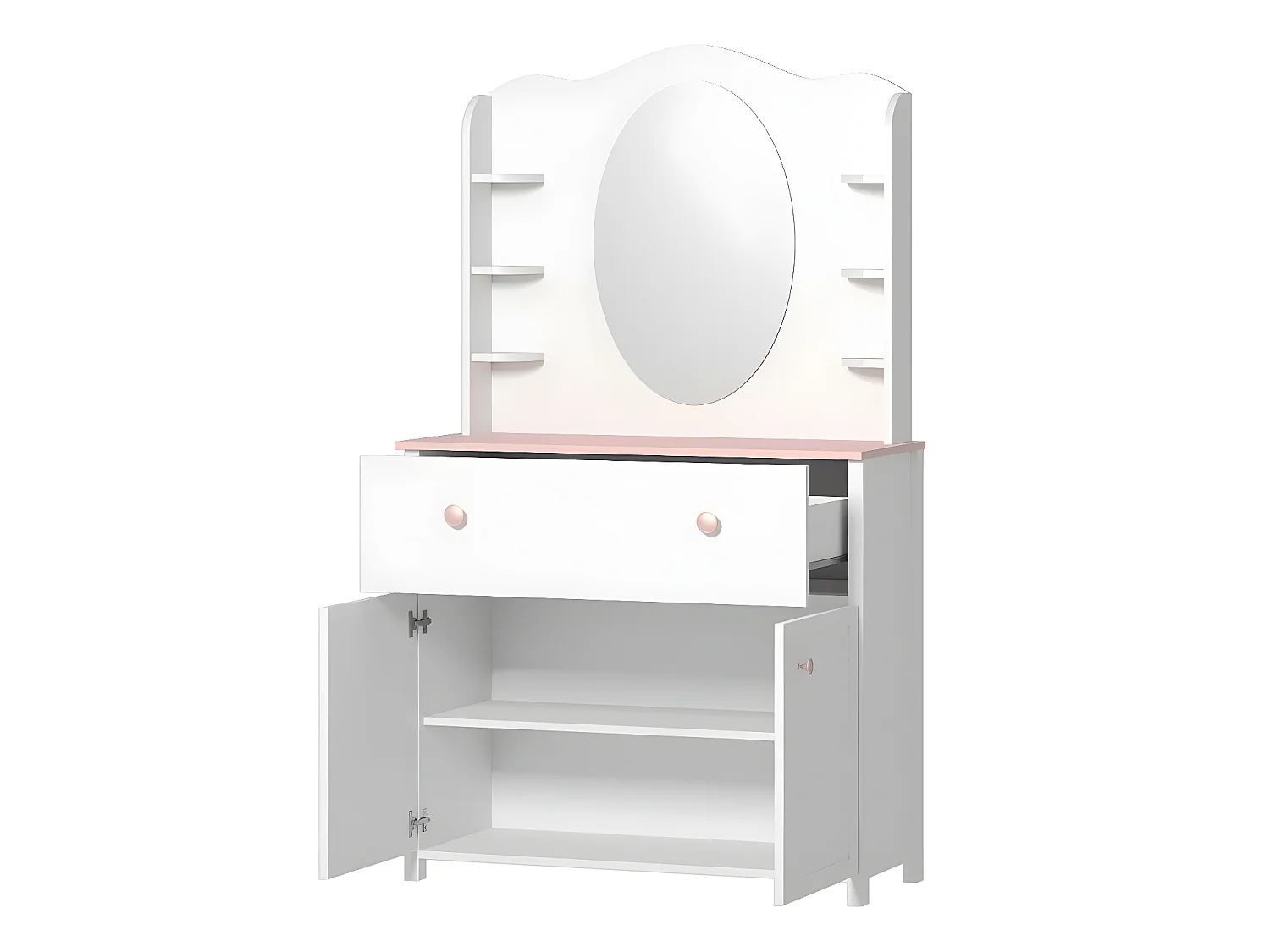 Commode Elblive 104, Rose clair|Blanc, Tiroirs et portes, Nombre de tiroirs: 1, 89x110cm