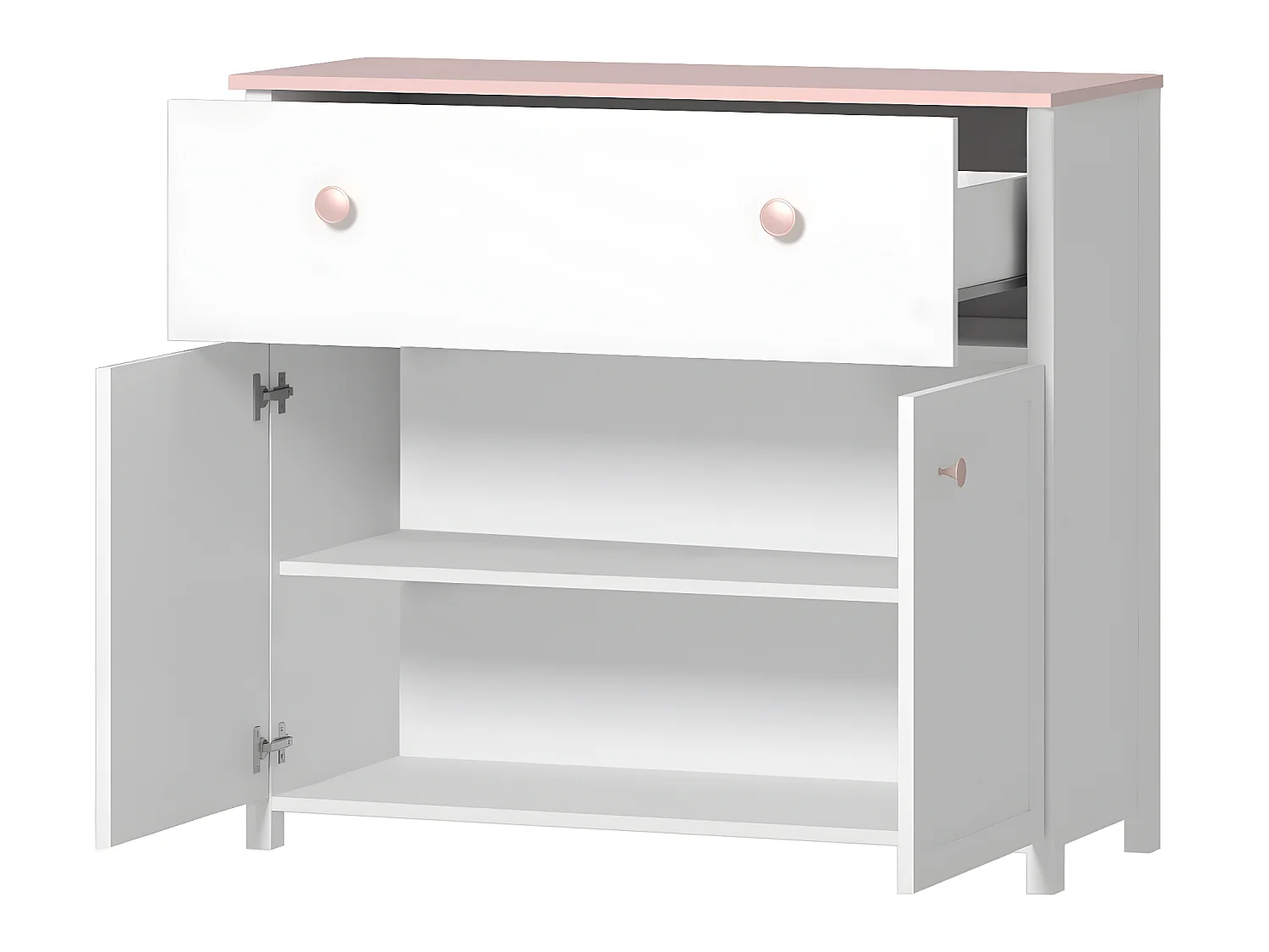 Commode Elblive 104, Rose clair|Blanc, Tiroirs et portes, Nombre de tiroirs: 1, 89x110cm