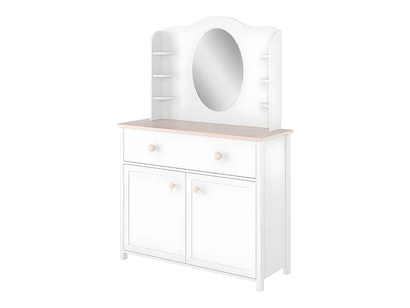 Commode Elblive 104, Rose clair|Blanc, Tiroirs et portes, Nombre de tiroirs: 1, 89x110cm