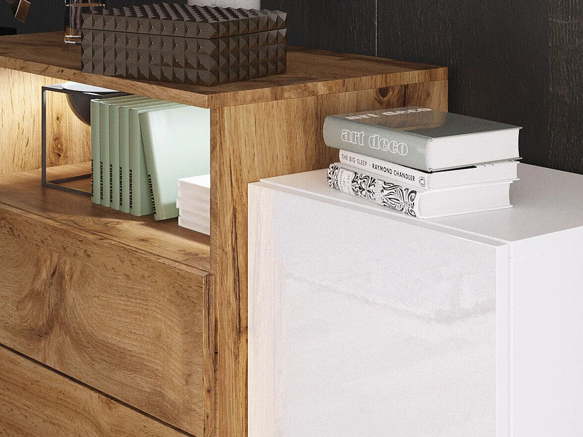 Cómoda Sarasota 127, Com gavetas e portas, Número de gavetas: 3