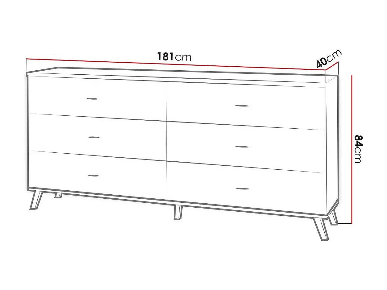 Cómoda Talsere 104, Com gavetas, Número de gavetas: 6, 8x18x4cm