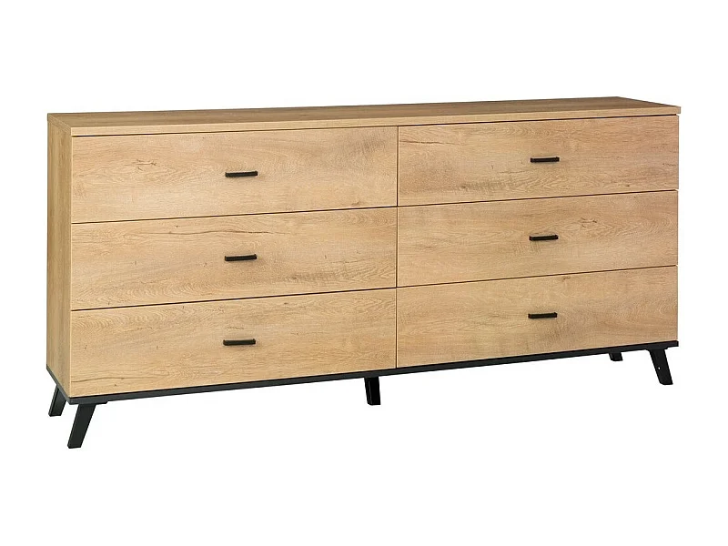 Cómoda Talsere 104, Negro|Roble de lefkada, Con cajones, Número de cajones: 6, 84x181cm