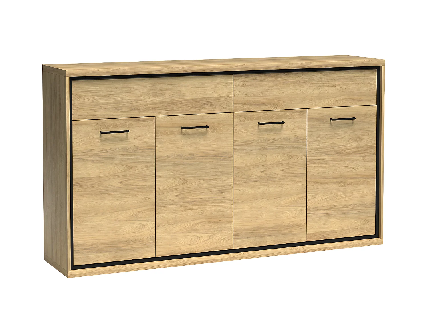 Commode Etrmoni 105, Clair bois, Avec tiroirs et portes, Nombre de tiroirs: 2, 101x177cm