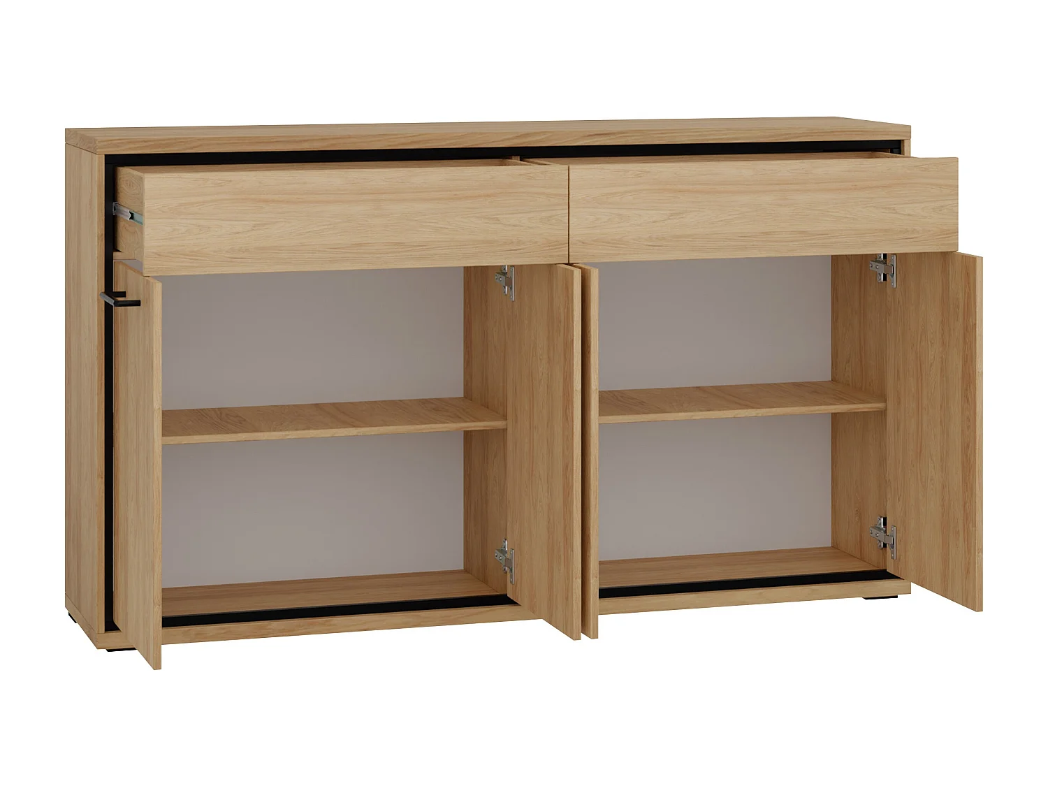 Commode Etrmoni 105, Clair bois, Tiroirs et portes, Nombre de tiroirs: 2, 101x177x41cm