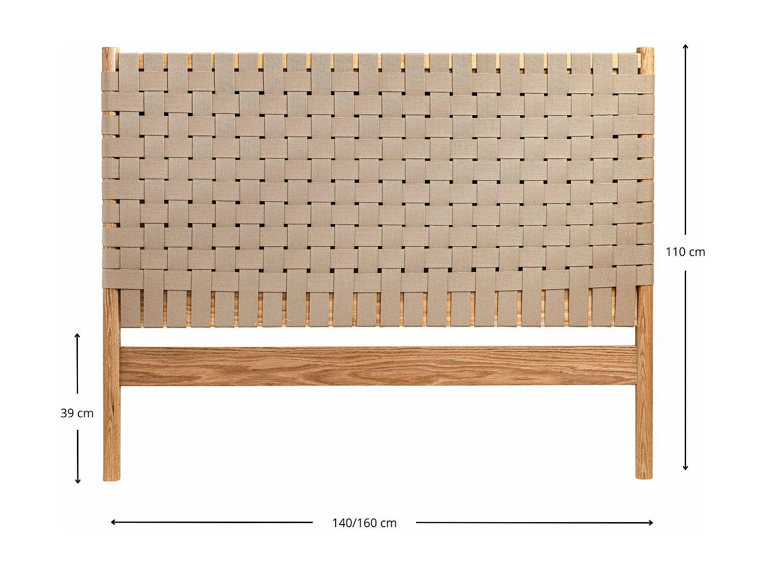 Tête de lit à lanières 160 cm en bois naturel - Terre de Nuit