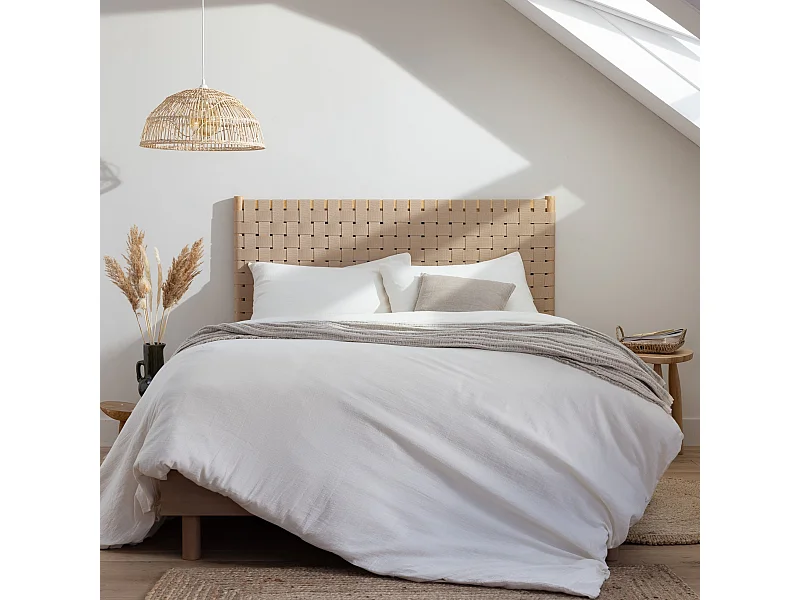 Tête de lit à lanières 160 cm en bois naturel - Terre de Nuit