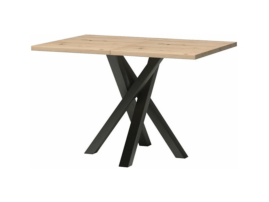 Table Venmava 112, Noir|Chêne Artisan, 75x80x120cm, Allongement, Stratifié, Métal