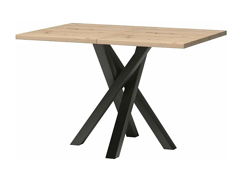 Mesa Venmava 112, Roble Artisan|Negro, 75x80x120cm, Alargamiento, Aglomerado laminado