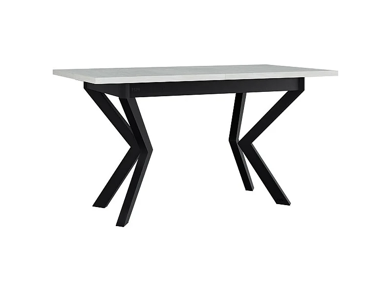 Table Victorville 328, Noir|Blanc, 79x80x140cm, Allongement, Stratifié, Métal