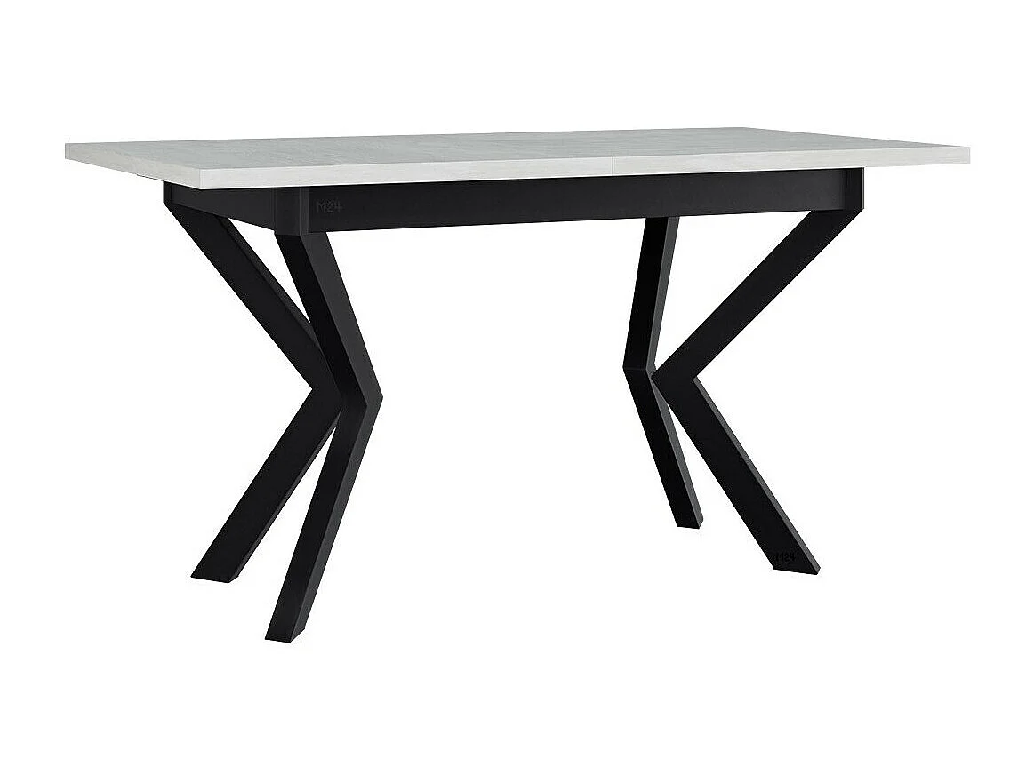 Table Victorville 328, Noir|Blanc, 79x80x140cm, Allongement, Stratifié, Métal