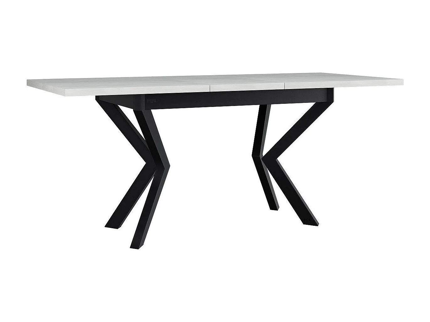 Table Victorville 328, Noir|Blanc, 79x80x140cm, Allongement, Stratifié, Métal