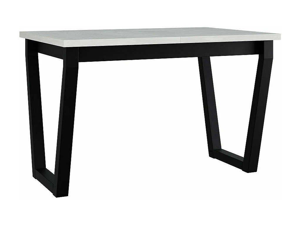 Table Victorville 301, Blanc|Noir, 77x80x140cm, Allongement, Stratifié, Métal