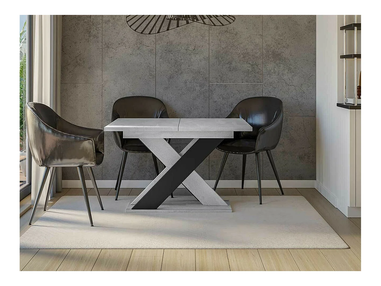 Tavolo Goodyear 117, Nero|Grigio, 75x90x120cm, Con, Truciolare laminato