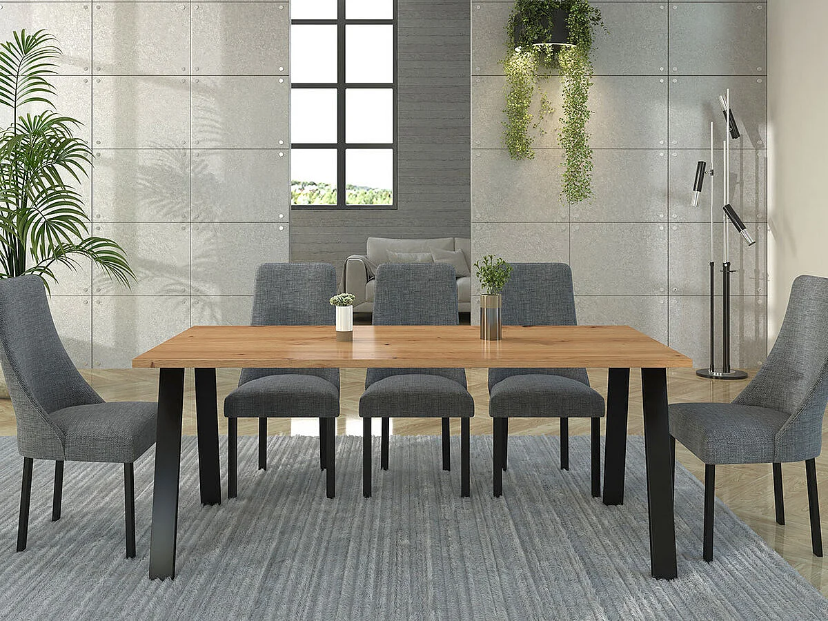 Mesa Tucson 143, Roble Artisan, 75x90x185cm, Aglomerado laminado, Metal