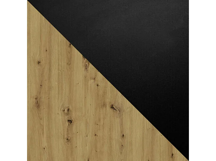 Mesa Victorville 328, Roble Artisan|Negro, 79x80x140cm, Alargamiento, Aglomerado laminado