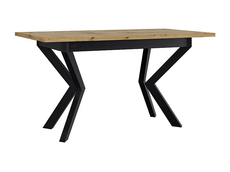 Mesa Victorville 328, Roble Artisan|Negro, 79x80x140cm, Alargamiento, Aglomerado laminado