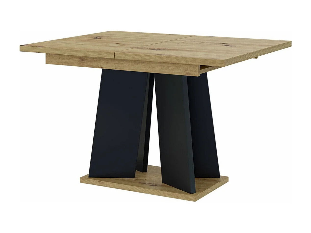 Table Goodyear 107, Chêne Artisan|Noir, 75x90x120cm, Allongement, Stratifié