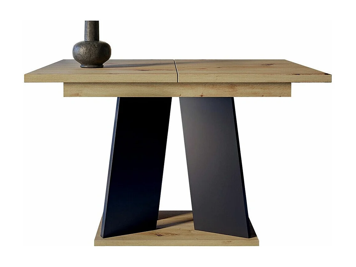 Table Goodyear 107, Chêne Artisan|Noir, 75x90x120cm, Allongement, Stratifié