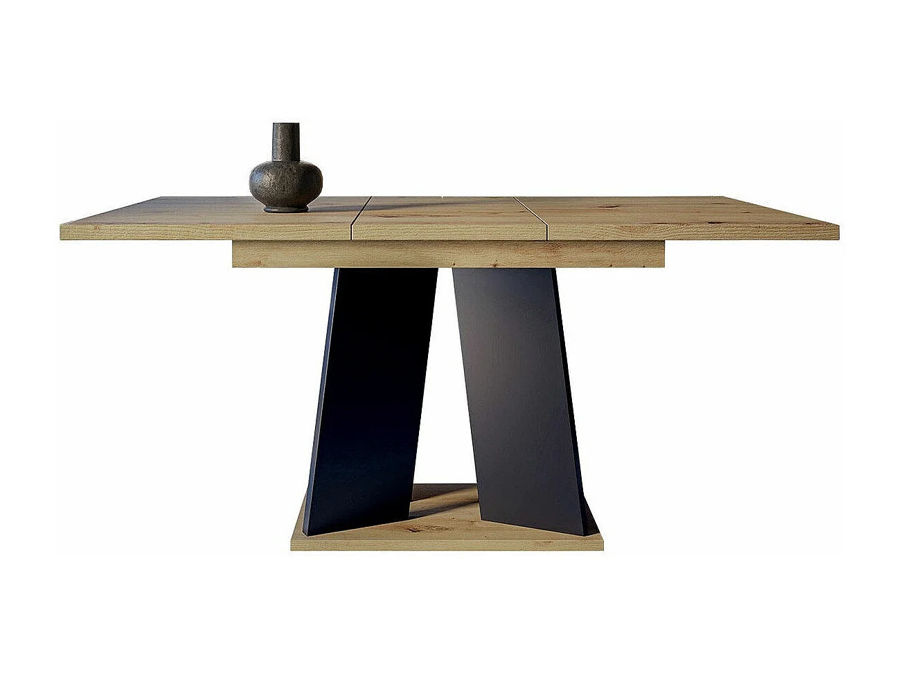 Table Goodyear 107, Chêne Artisan|Noir, 75x90x120cm, Allongement, Stratifié