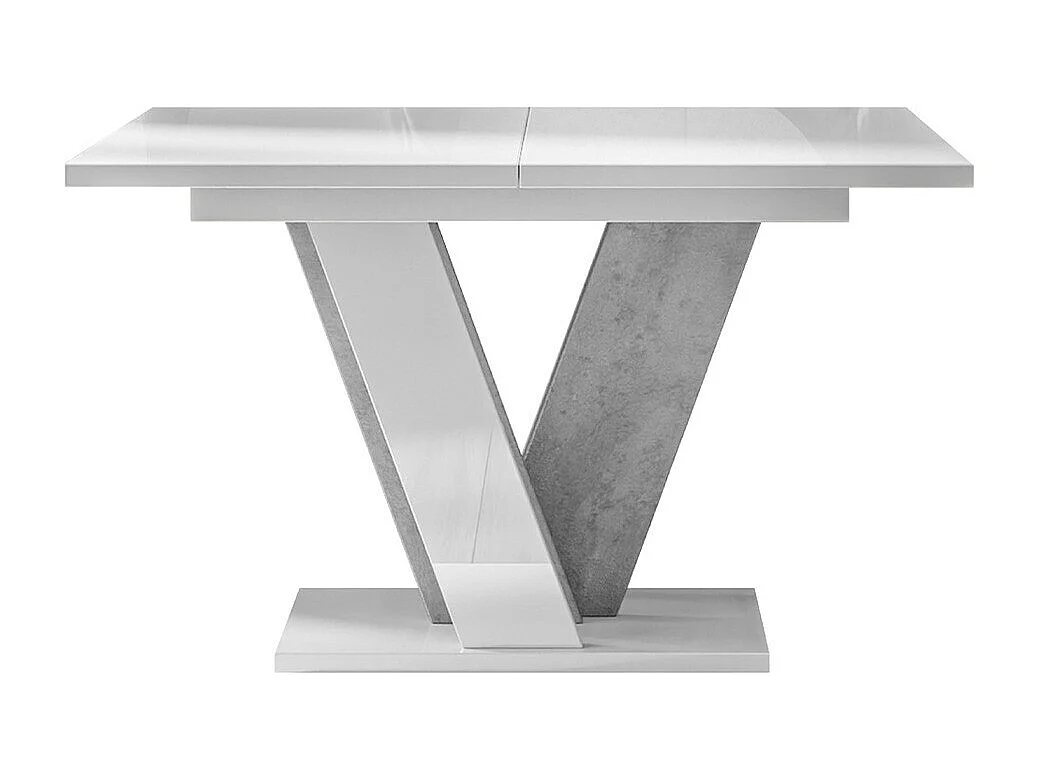 Table Goodyear 125, Blanc brillant|Gris, 75x90x120cm, Allongement, Stratifié