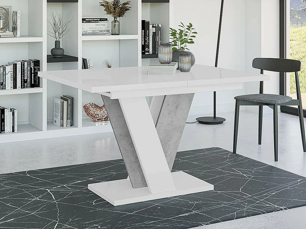 Table Goodyear 125, Gris|Blanc brillant, 75x90x120cm, Disponible, Stratifié