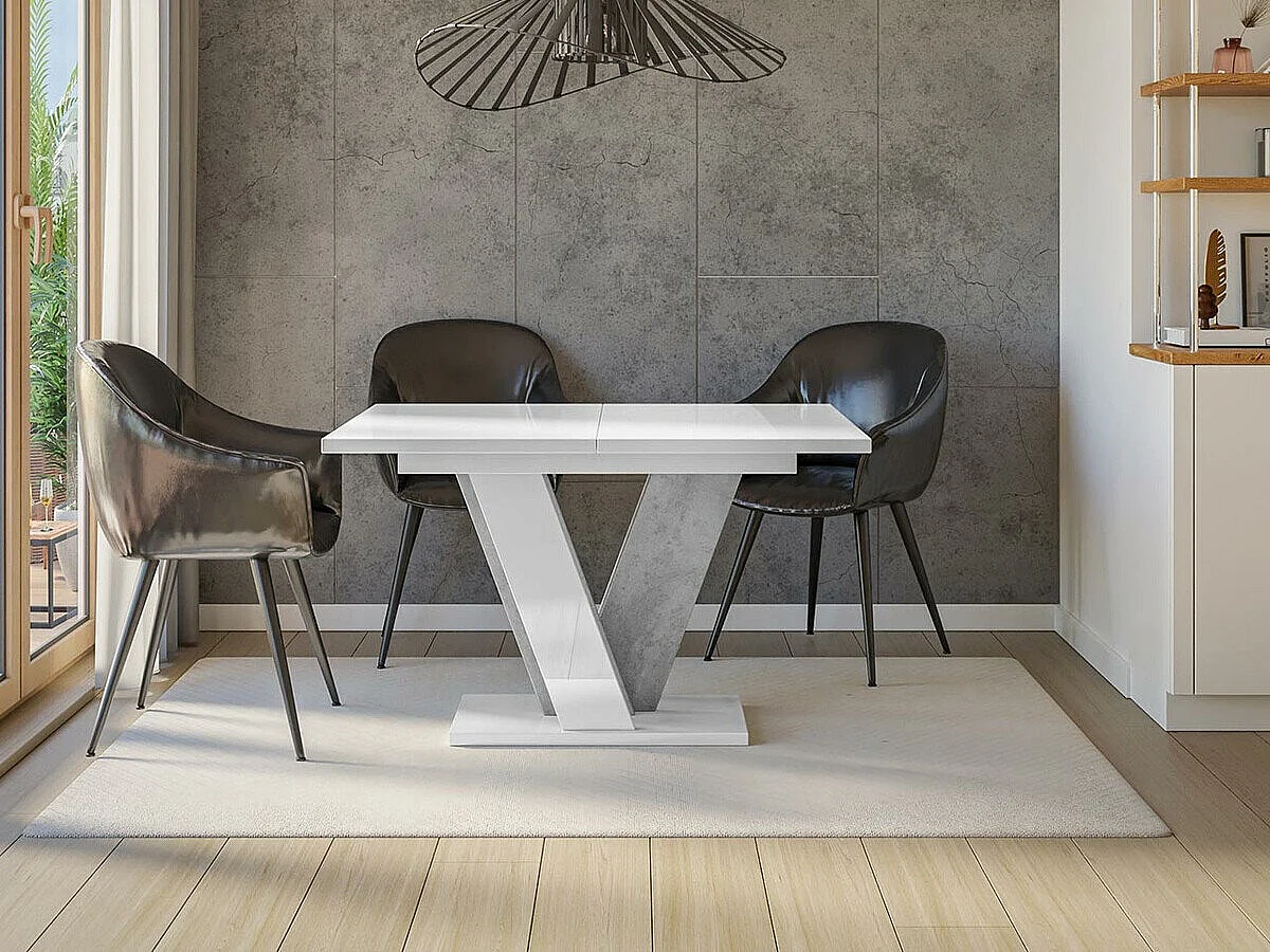 Table Goodyear 125, Gris|Blanc brillant, 75x90x120cm, Disponible, Stratifié