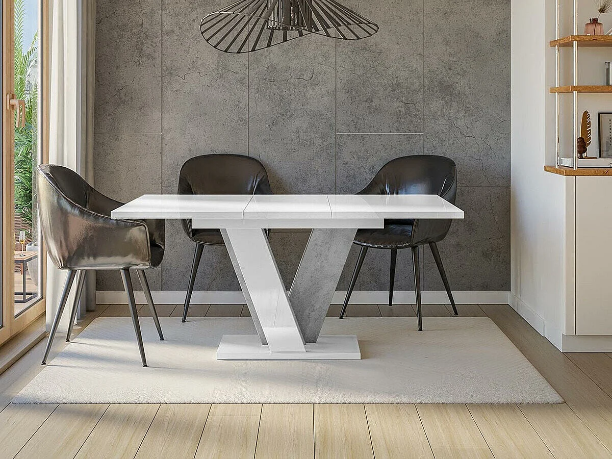 Table Goodyear 125, Gris|Blanc brillant, 75x90x120cm, Disponible, Stratifié