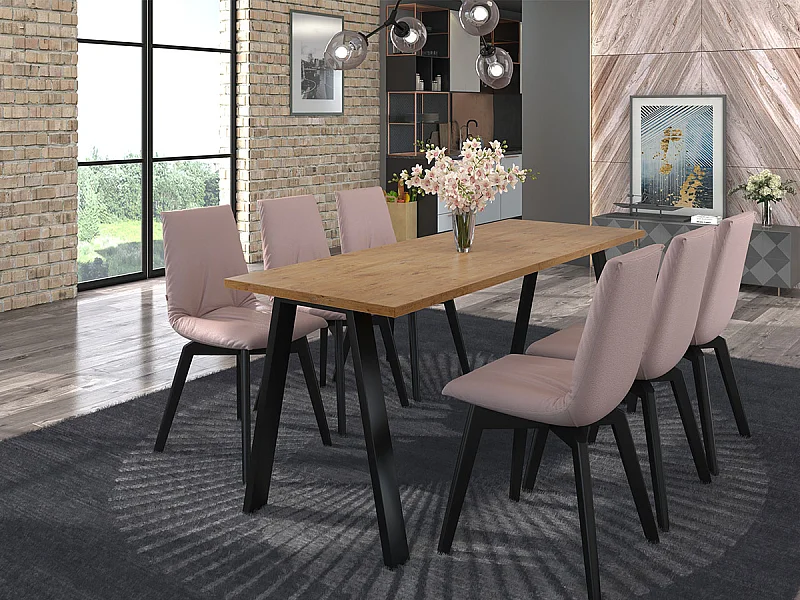 Mesa Tucson 142, Roble lancelote, 75x67x185cm, Aglomerado laminado, Metal