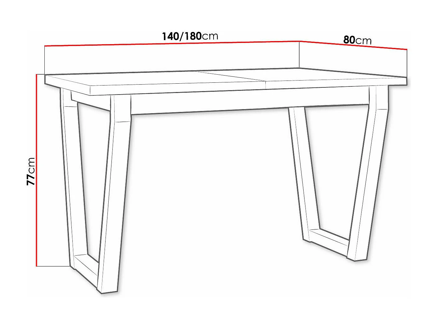 Mesa Victorville 301, Negro|Roble nieto, 77x80x140cm, Alargamiento, Aglomerado laminado