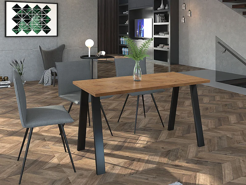 Mesa Tucson 140, Roble lancelote, 75x67x138cm, Aglomerado laminado, Metal