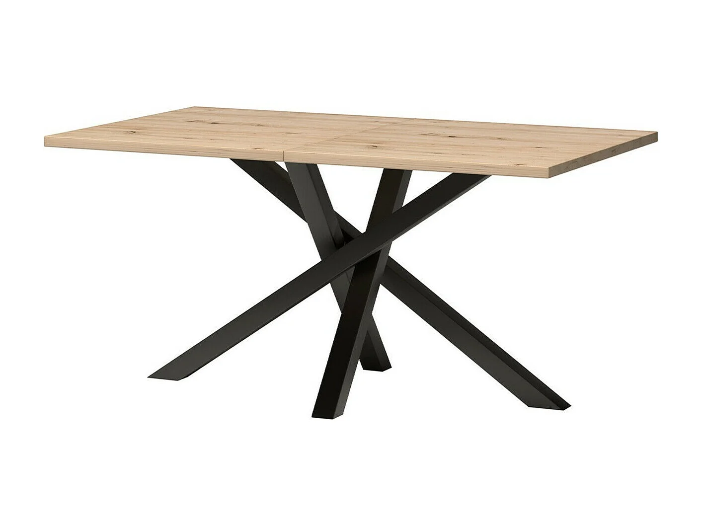 Table Stanton 146, Noir|Chêne Artisan, 75x90x160cm, Disponible, Stratifié, Métal