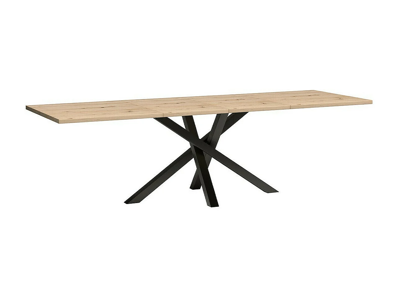 Table Stanton 146, Noir|Chêne Artisan, 75x90x160cm, Disponible, Stratifié, Métal