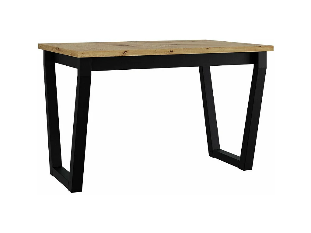 Table Victorville 301, Chêne Artisan|Noir, 77x80x140cm, Allongement, Stratifié, Métal