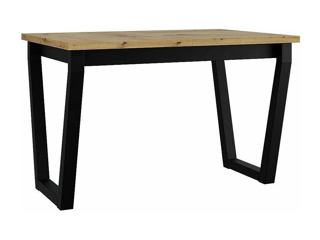 Mesa Victorville 301, Negro|Roble Artisan, 77x80x140cm, Alargamiento, Aglomerado laminado