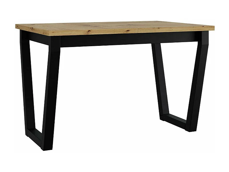 Mesa Victorville 301, Negro|Roble Artisan, 77x80x140cm, Alargamiento, Aglomerado laminado