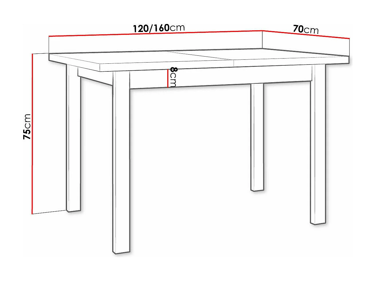 Table Victorville 111, Blanc, 75x70x120cm, Allongement, Stratifié, Bois