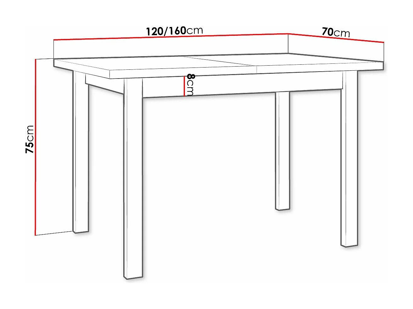 Table Victorville 111, Blanc, 75x70x120cm, Disponible, Stratifié, Bois