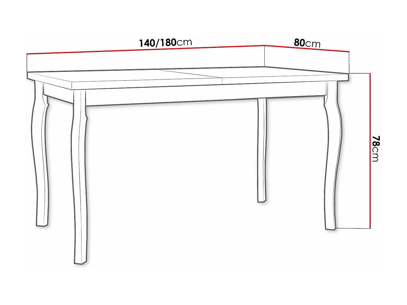 Table Victorville 331, Chêne petit-fils|Noir, 78x80x140cm, Allongement, Stratifié, Bois
