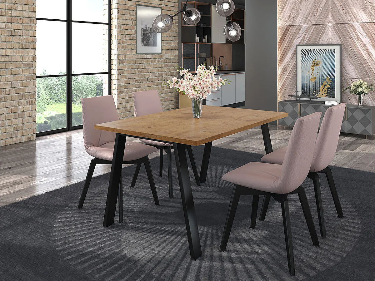 Table Tucson 141, Chêne lancelot, 75x90x138cm, Stratifié, Métal