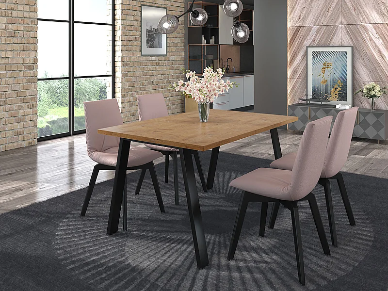 Table Tucson 141, Chêne lancelot, 75x90x138cm, Stratifié, Métal