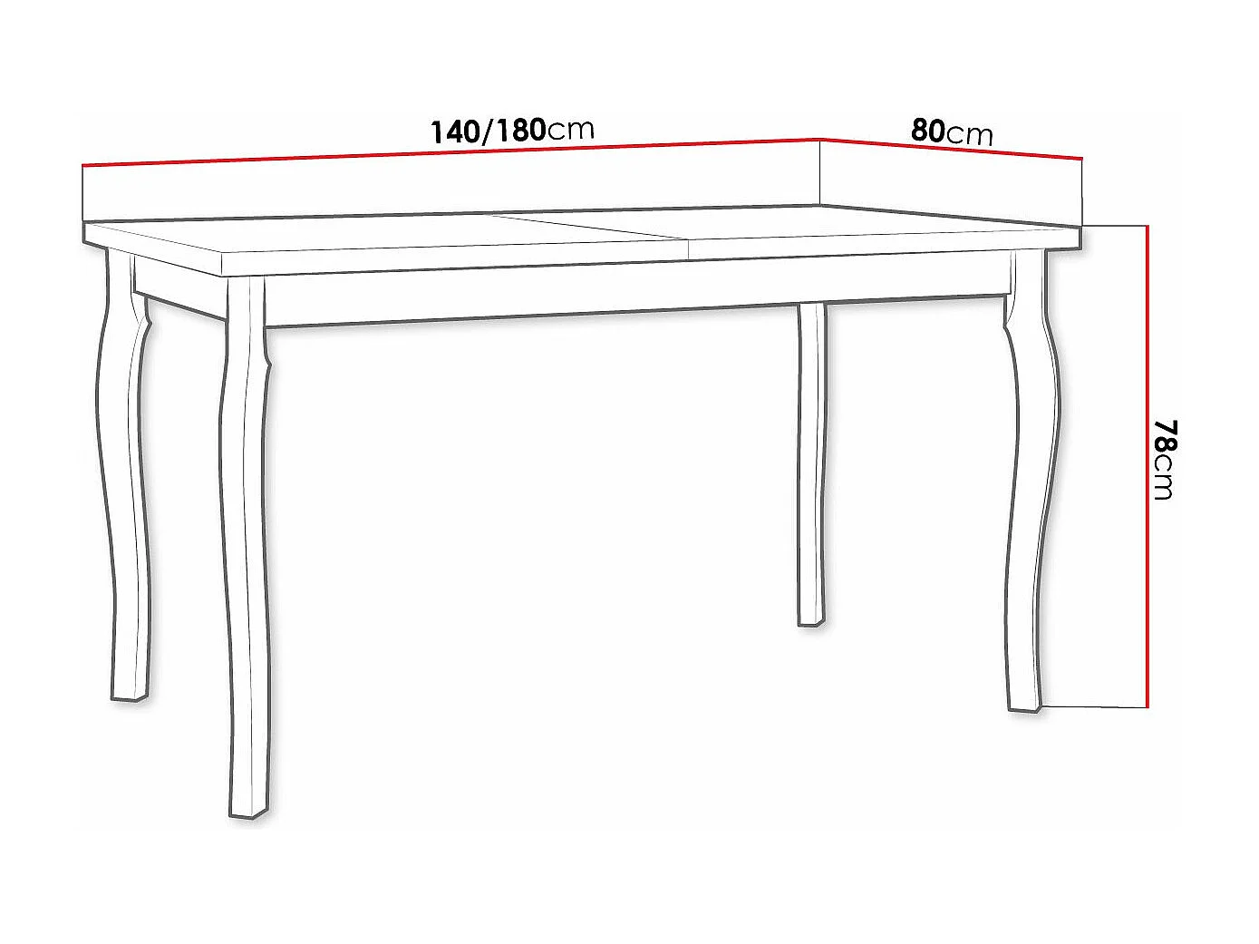 Table Victorville 331, Sonoma chêne|Noir, 78x80x140cm, Allongement, Stratifié, Bois