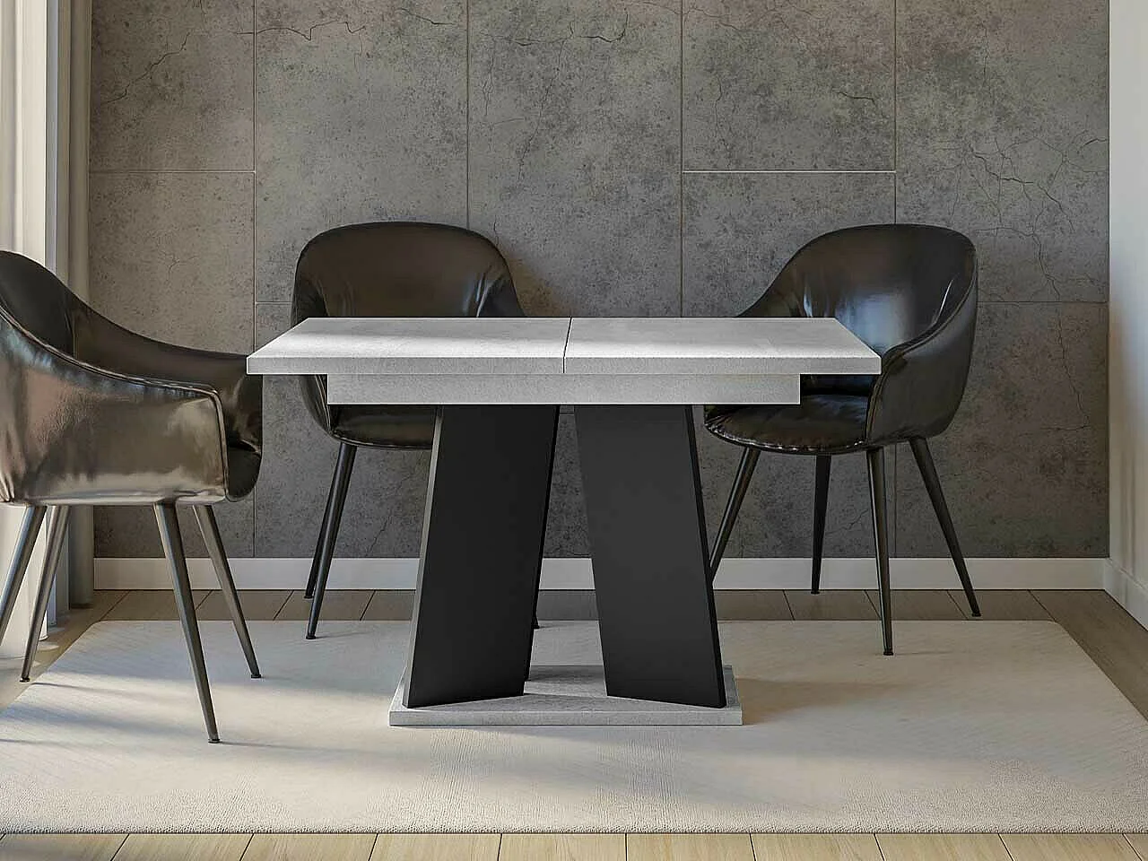 Mesa Goodyear 107, Negro|Gris, 75x90x120cm, Alargamiento, Aglomerado laminado