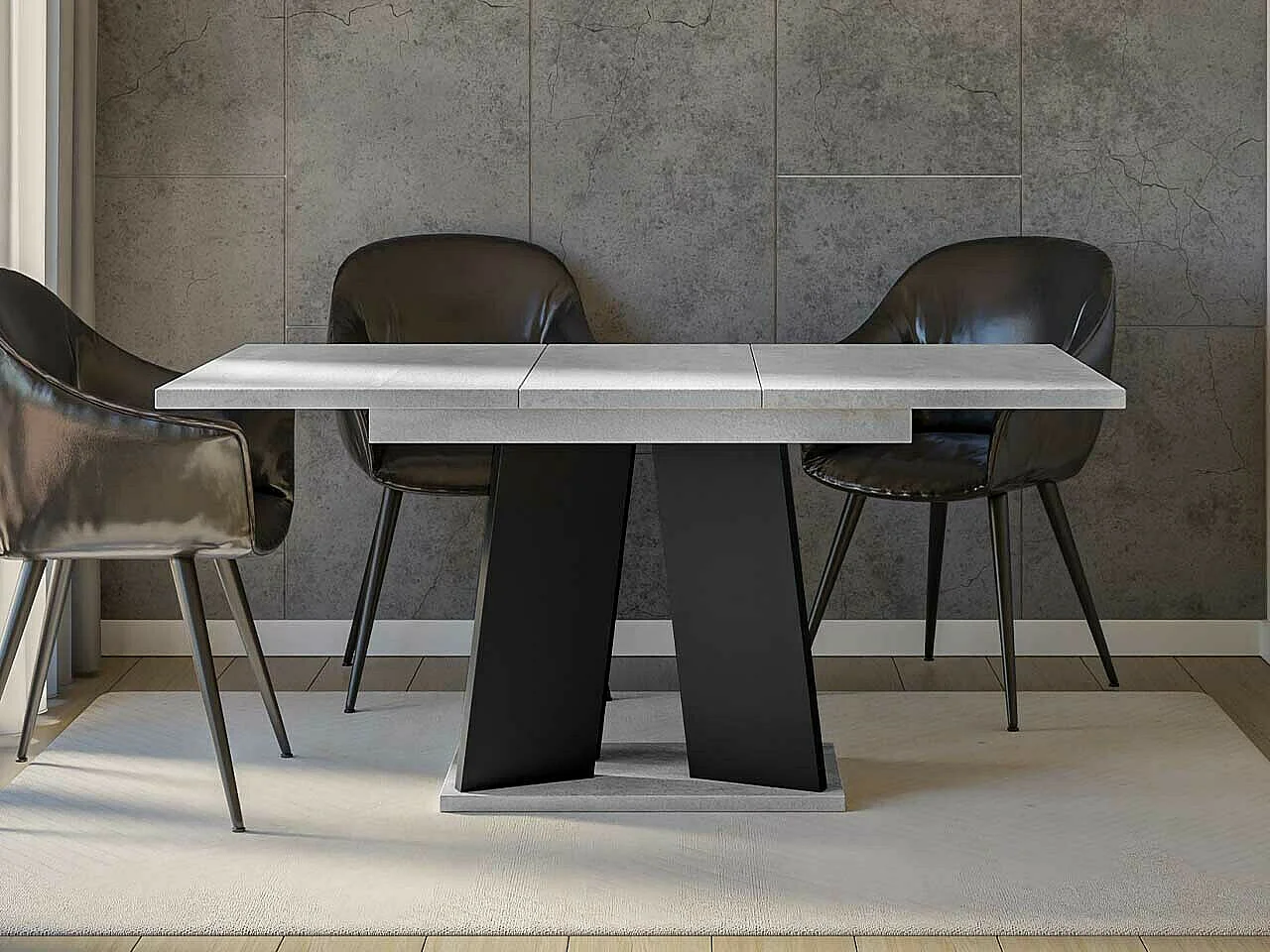 Mesa Goodyear 107, Negro|Gris, 75x90x120cm, Alargamiento, Aglomerado laminado