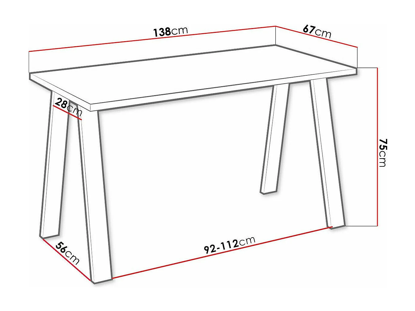 Mesa Tucson 140, Blanco, 75x67x138cm, Aglomerado laminado, Metal