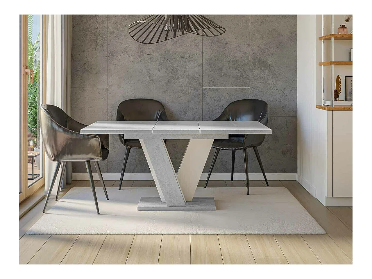Table Goodyear 125, Blanc|Gris, 75x90x120cm, Allongement, Stratifié